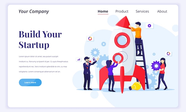 Landing page  concept of Business Startup.