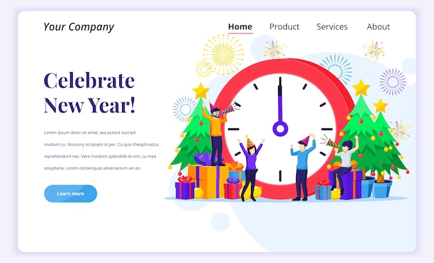 Landing page  concept of celebrate the new year.