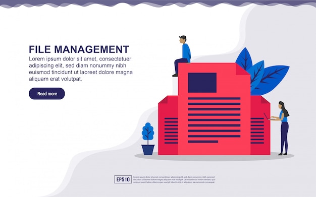 Landing page concept of file management.