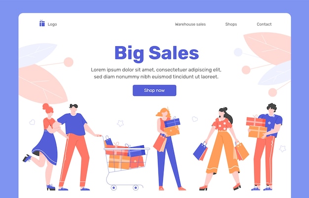 Vector landing page concept for online store.