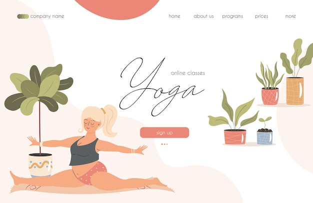 Landing page concept for online yoga classes vector illustration