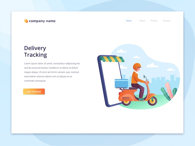 Landing page concept of shipping and item tracking illustration