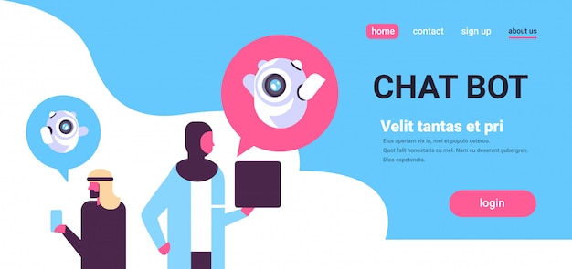 Concetto di landing page con chatbot