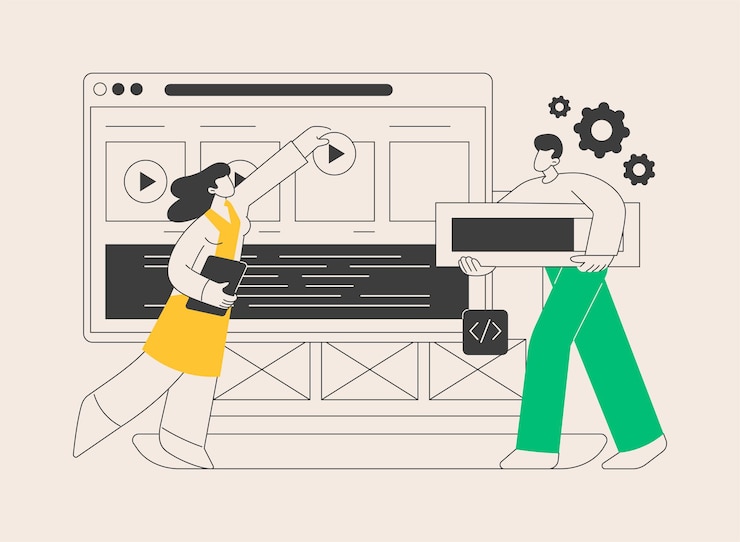 Vector landing page creation abstract concept vector illustration