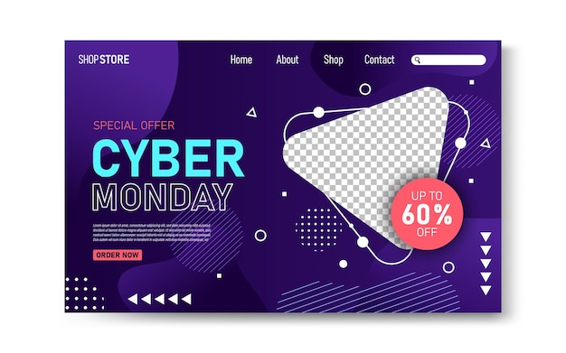 Vector landing page cyber monday template