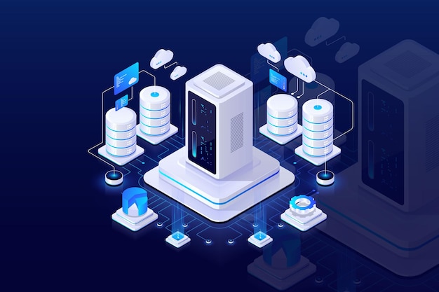 Landing page data storage isometric