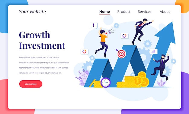 Landing page design concept of Investment, businessman success grow their business, increase financial investment profit