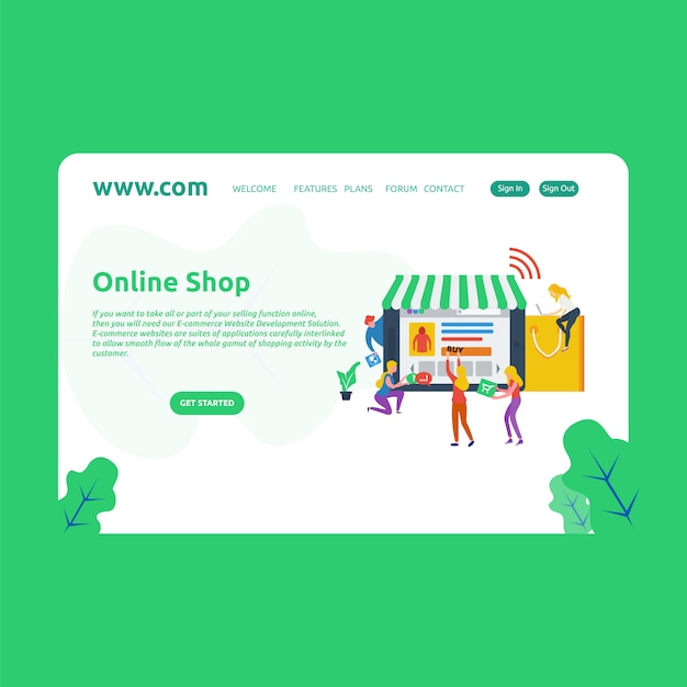 Landing page design online shop