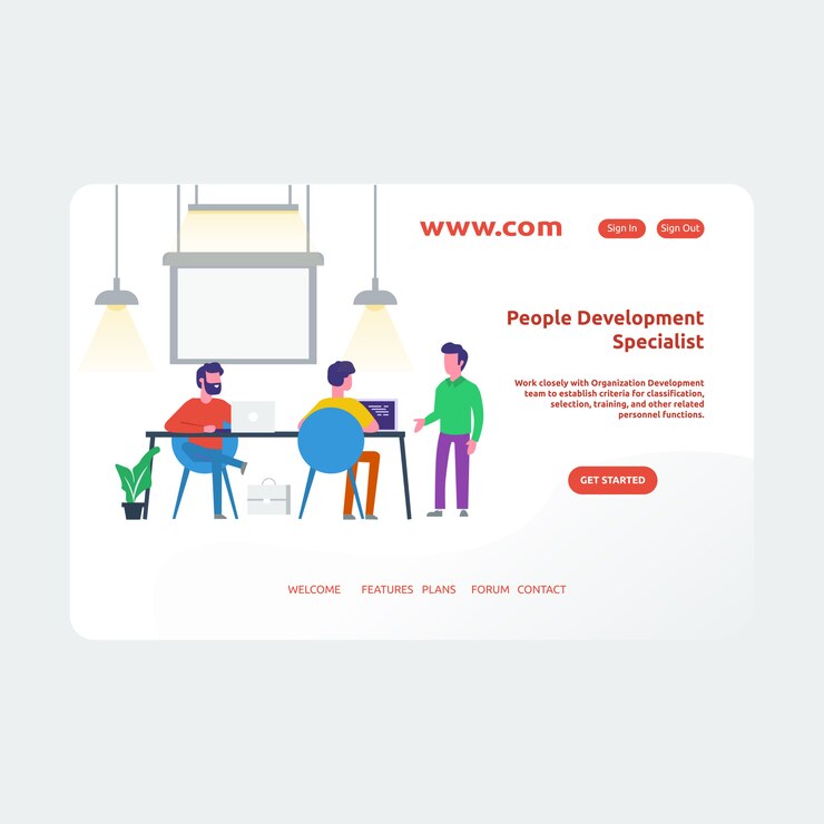 Vector landing page design people development specialist