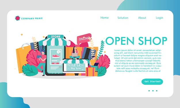 landing page design Shopping Online on Website