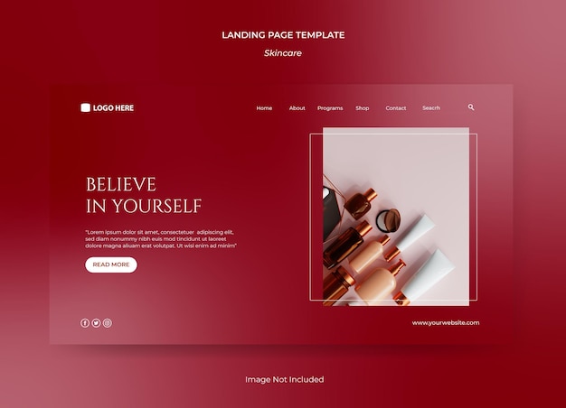 Vector landing page design template for skincare