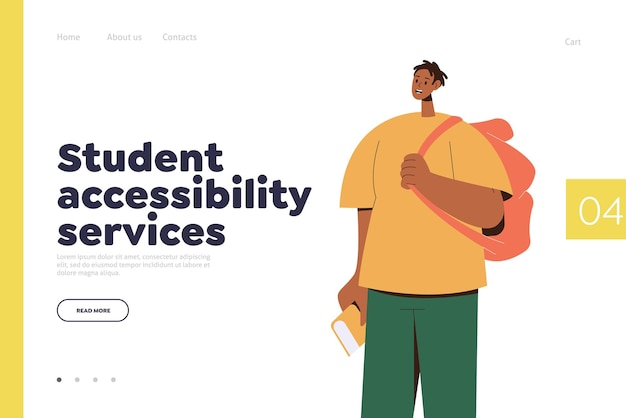 学生のアクセシビリティ オンライン サービスとリモート教育のランディング ページ デザイン テンプレート