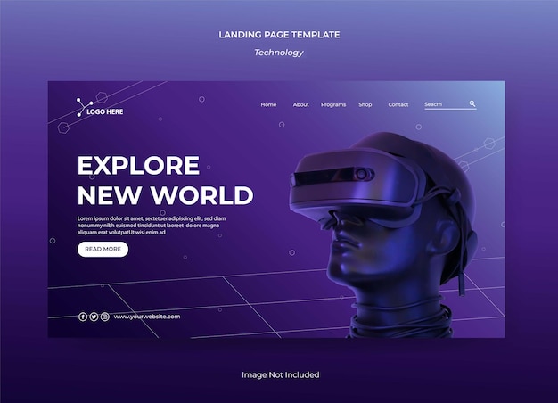 Vector landing page design template for technology