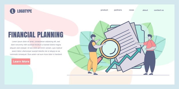 ベクトル web デザインに最適な財務計画の概念図のランディング ページ デザイン テンプレート