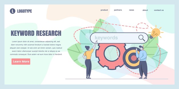 Vettore modelli di progettazione della pagina di destinazione per l'illustrazione del concetto di ricerca per parole chiave perfetta per il web design