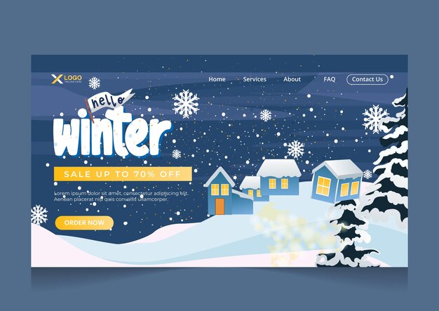 Landing page design for winter sale offer