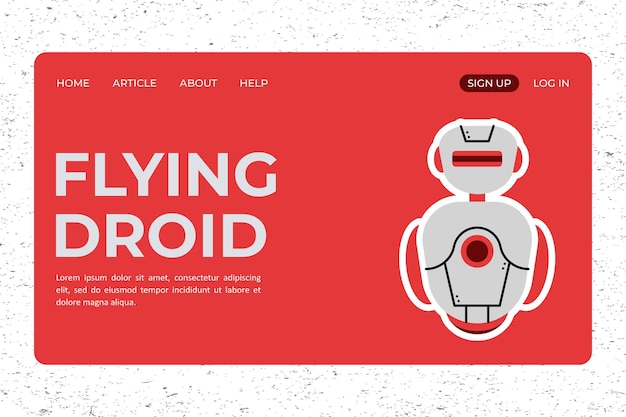 Landing page design with artificial intelligence robot illustration for website templates