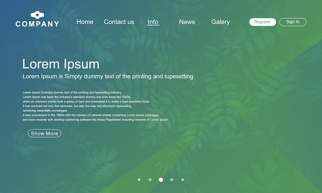 Landing page Design with Green nature Abstrack Background