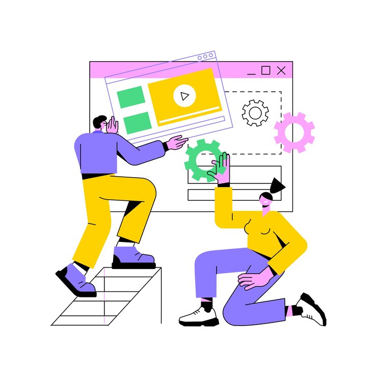 Vector landing page development abstract concept vector illustration