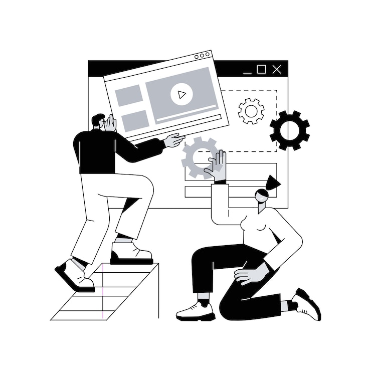 Vector landing page development abstract concept vector illustration
