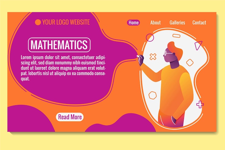 Vector landing page education of mathematics study with illustration man