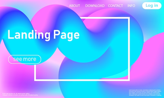 Landing page. Flow shape. Fluid background.  