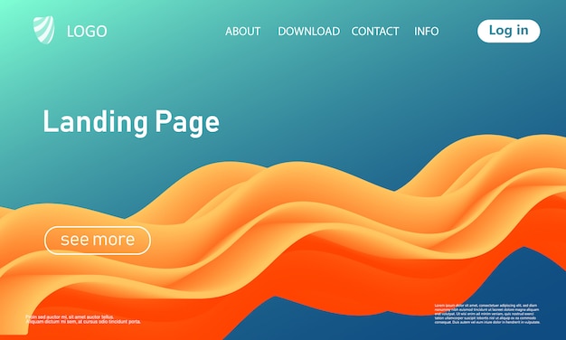 Landing page. flow shape. fluid background