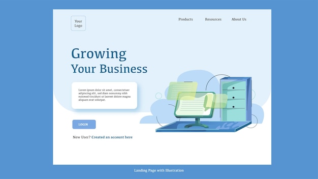 Vector landing page for growing your business