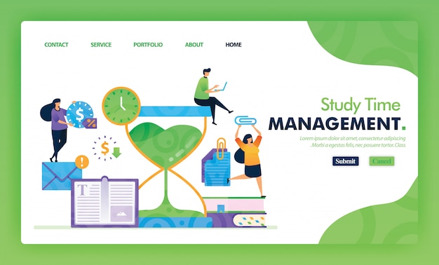 Landing page illustration concept back to school of study time management.