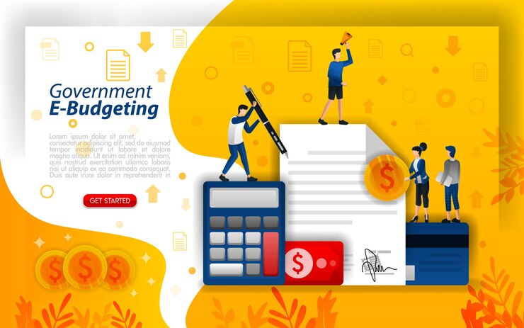 Landing page illustration for e-budgeting or and planning costs