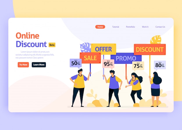 Landing page illustration of online discount