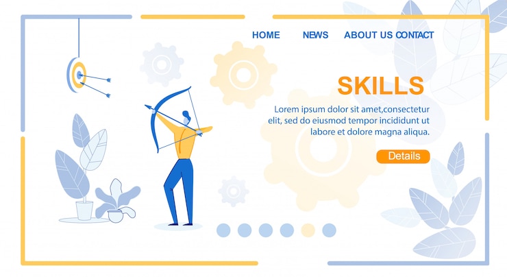 Вектор landing page надписи навыки работа landing page.