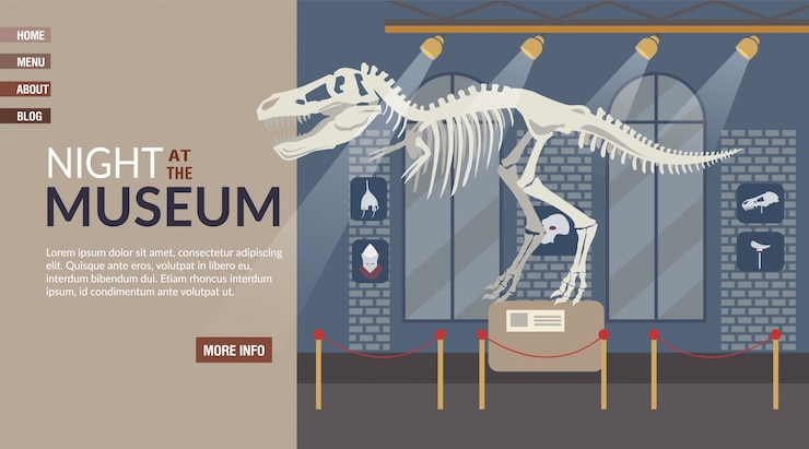 Vector landing page inviting to cultural event at museum