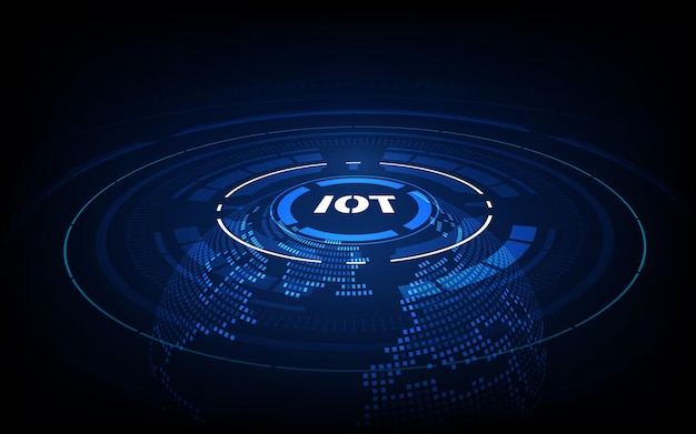 랜딩 페이지 Iot. 사물 인터넷 장치 및 네트워크의 연결 개념. 네트워크 연결의 거미줄