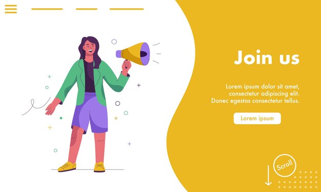 Vector landing page of join us concept