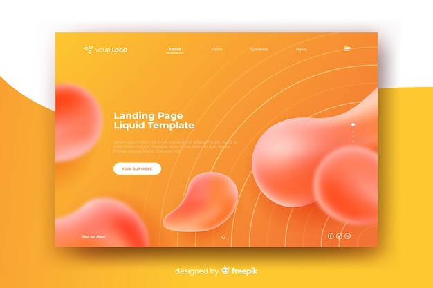 Vector landing page liquid effect