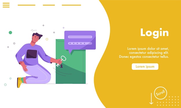 Landing page of login concept sign up on social network