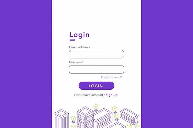 Vector landing page login form