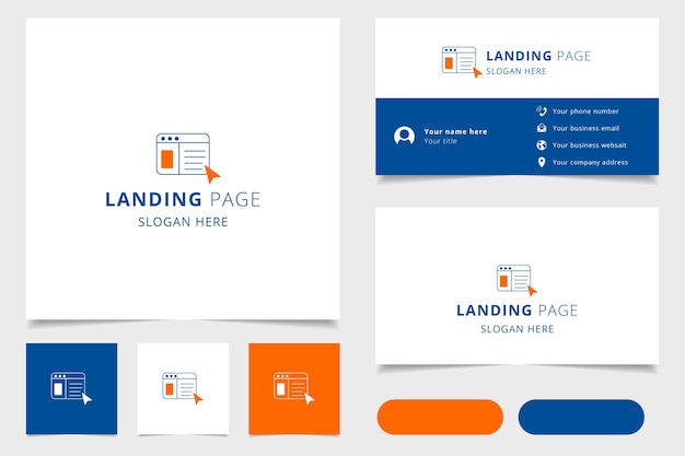 Landing page logo design with editable slogan branding book