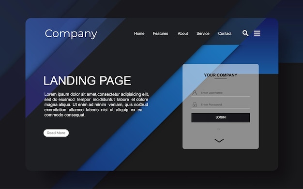 Landing page modern abstract background black colorful