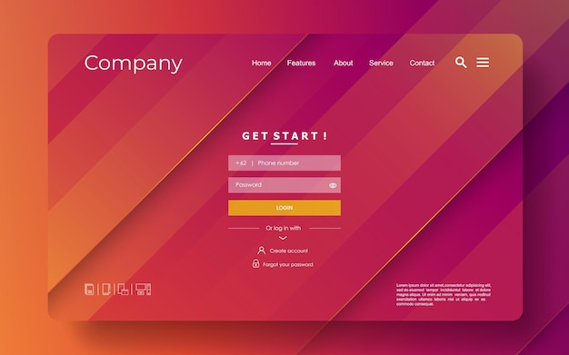 Vector landing page modern background with abstract and colorful concept