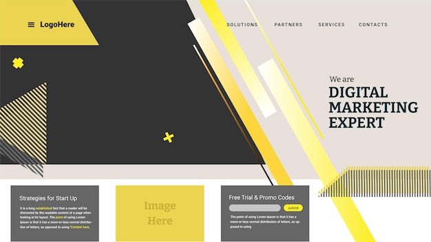 Landing page modern background with memphis abstract concept