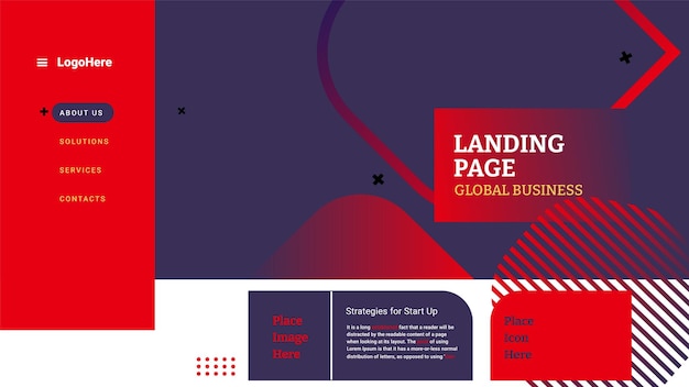 Landing page modern background with memphis abstract concept