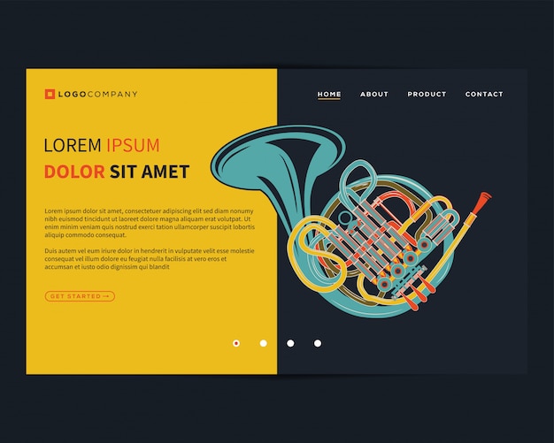 Vector landing page of music concepts for website and mobile development