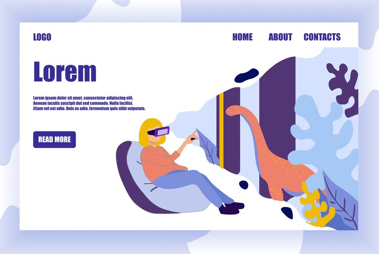 Vector landing page offer virtual paleontological museum