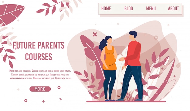 Landing page offering training for future parents