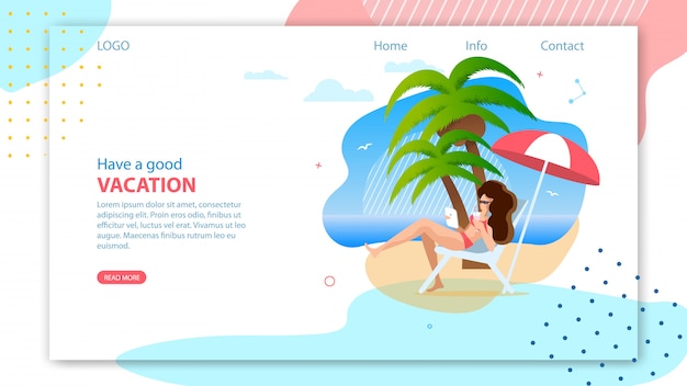 Vector landing page for online travel agency.