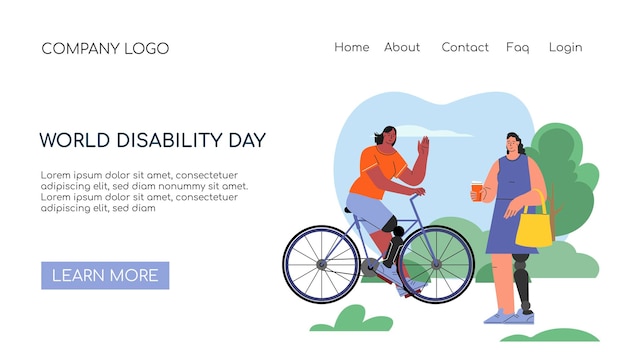 ベクトル 世界障害者デーのランディング ページまたは web バナーのコンセプト障害者国際デー