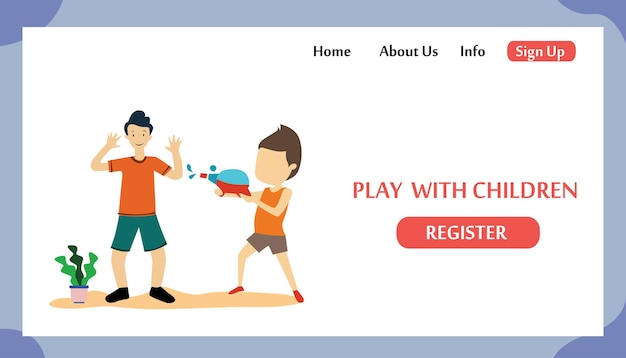 Landing Page Play With Children, Kids Zone Modern Vector Illustration Concept for Website Template and Mobile Website Development