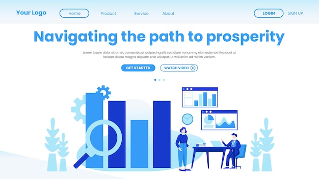 Landing page for professional business template in flat design vector illustration